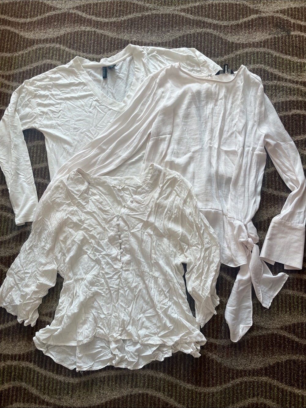 Bundle Women’s White Cteam  Long-Sleeve Lightweight Tops and Sweater